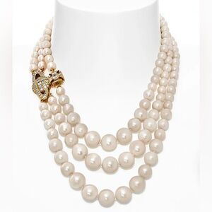 VIVIENNE WESTWOOD GRAZIELLA THREE ROW PEARL NECKLACE - GOLD